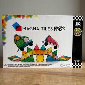 MAGNA-TILES® Grand Prix Frost 50-Piece Magnetic Construction Set with Wheels